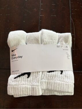 Nike White Crew Socks with Black Swoosh - Pack